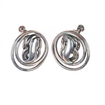 1940's Emma Melendez Taxco sterling silver modernist screw back earrings