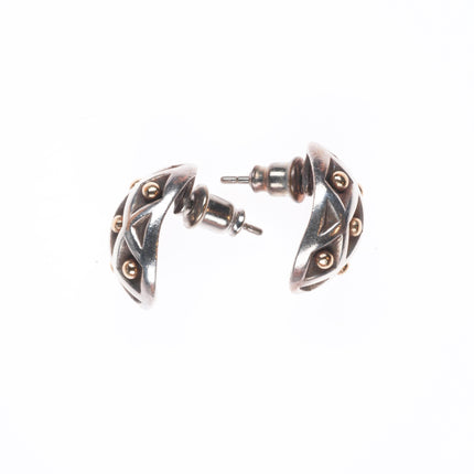 Retired James Avery 14k gold/Sterling silver beaded lattice earrings