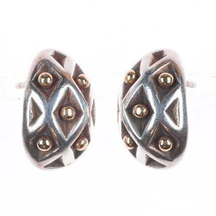 Retired James Avery 14k gold/Sterling silver beaded lattice earrings