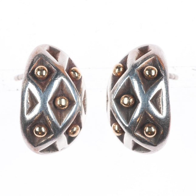 Retired James Avery 14k gold/Sterling silver beaded lattice earrings