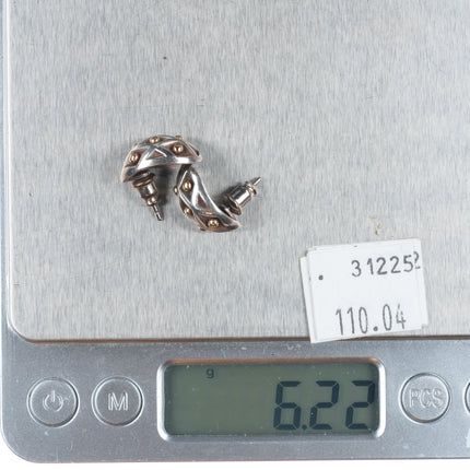 Retired James Avery 14k gold/Sterling silver beaded lattice earrings