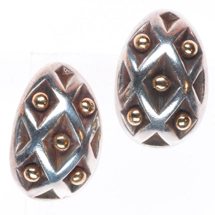 Retired James Avery 14k gold/Sterling silver beaded lattice earrings