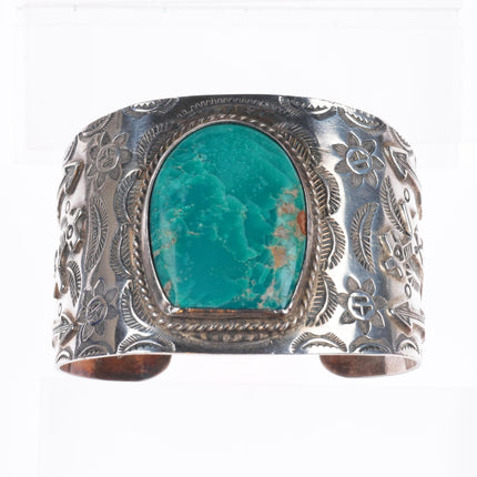 6.35" Vintage Navajo c1940's Fred Harvey sterling silver turquoise cuff bracelet