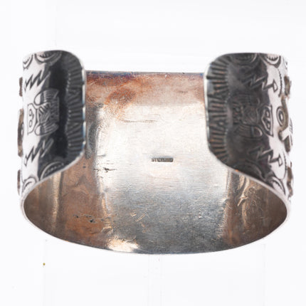 6.35" Vintage Navajo c1940's Fred Harvey sterling silver turquoise cuff bracelet