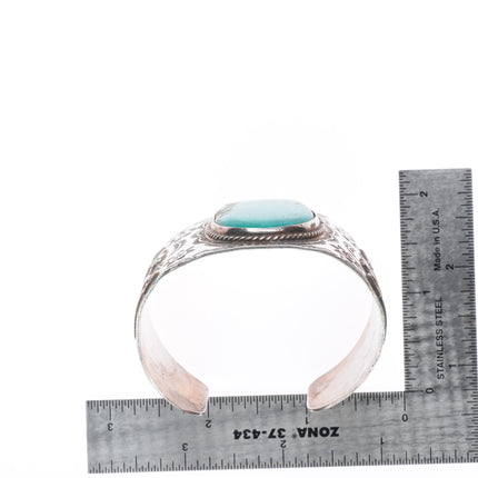 6.35" Vintage Navajo c1940's Fred Harvey sterling silver turquoise cuff bracelet