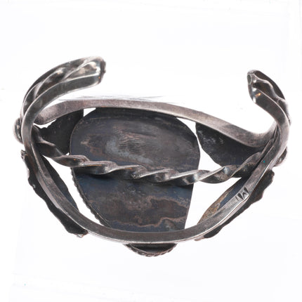 6.5" Vintage M Navajo Sterling silver large spiderweb turquoise cuff bracelet