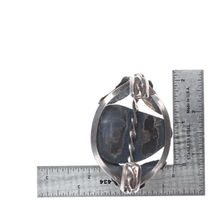 6.5" Vintage M Navajo Sterling silver large spiderweb turquoise cuff bracelet