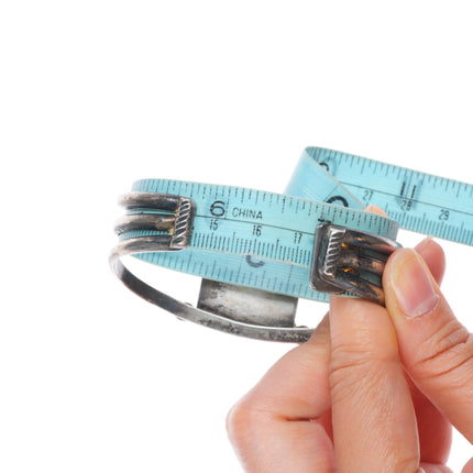 6.75" c1930's Navajo gem turquoise sterling silver triple shank cuff bracelet