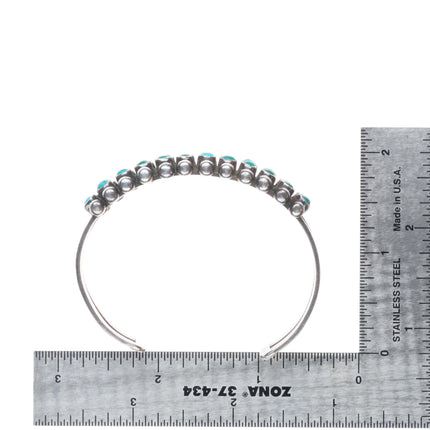 6.4" 30's-40's Vintage Zuni Snake eye turquoise 2 row cuff bracelet sterling silver