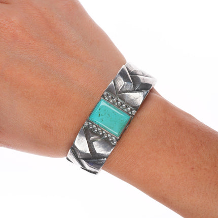 6.4" c1930's Navajo chiseled/filed basket pattern sterling silver cuff bracelet