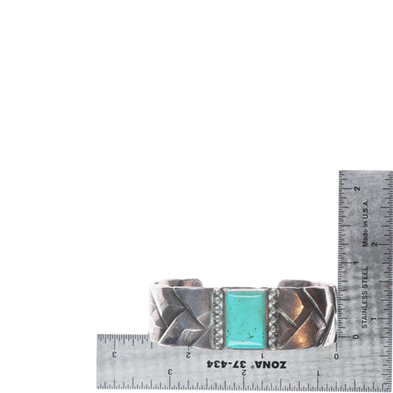 6.4" c1930's Navajo chiseled/filed basket pattern sterling silver cuff bracelet