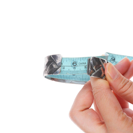 6.4" c1930's Navajo chiseled/filed basket pattern sterling silver cuff bracelet