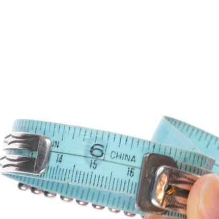 6.4" 30's-40's Vintage Zuni Snake eye turquoise 2 row cuff bracelet sterling silver