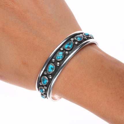 6.4" Frank Patania Sr Bisbee Turquoise Modernist sterling silver cuff bracelet