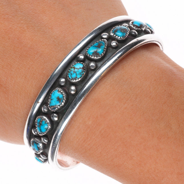 6.4" Frank Patania Sr Bisbee Turquoise Modernist sterling silver cuff bracelet