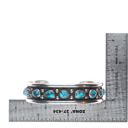 6.4" Frank Patania Sr Bisbee Turquoise Modernist sterling silver cuff bracelet