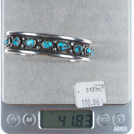 6.4" Frank Patania Sr Bisbee Turquoise Modernist sterling silver cuff bracelet