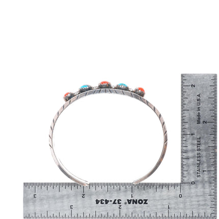6.4" E Claw Navajo for Atkinson sterling silver, turquoise, coral cuff bracelet