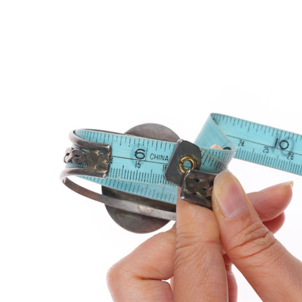 6.3" Vintage Zuni sterling silver intarsia inlay Ghan dancer cuff bracelet