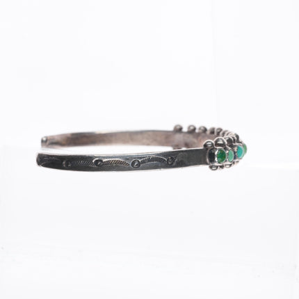 6.75" c1940 Zuni green snake eye turquoise sterling silver cuff bracelet