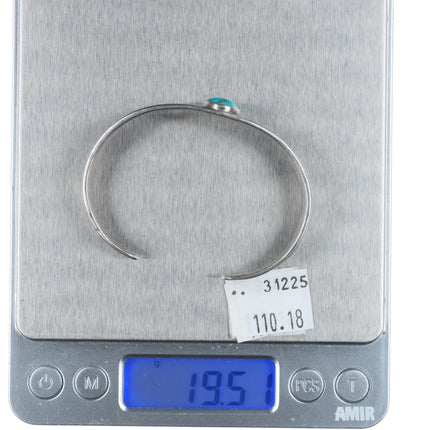 6.25" 1930's Navajo Ingot silver deep stamped cuff bracelet with nice turquoise