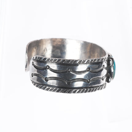 6.5" c1930 vintage Navajo Ingot silver Arizona Gem Silica cuff bracelet