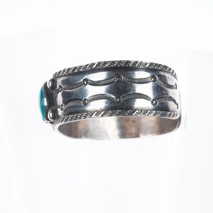 6.5" c1930 vintage Navajo Ingot silver Arizona Gem Silica cuff bracelet