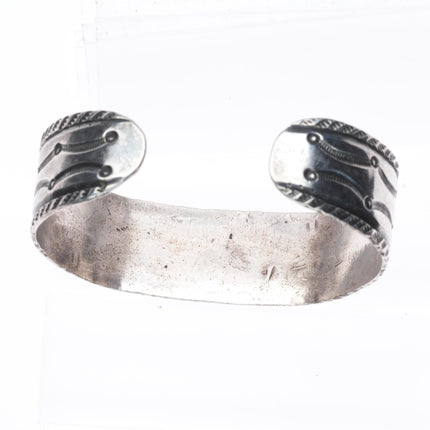 6.5" c1930 vintage Navajo Ingot silver Arizona Gem Silica cuff bracelet