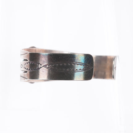 6.25" 1940's vintage Navajo sterling silver cuff bracelet with turquoise
