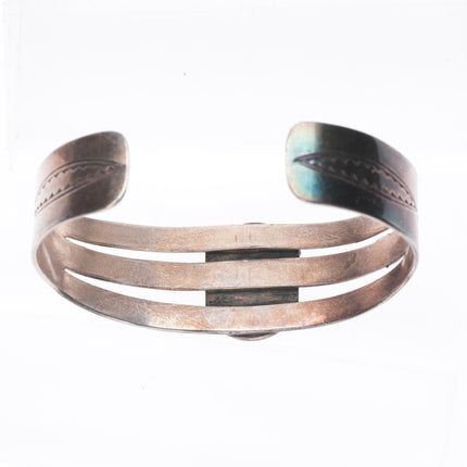 6.25" 1940's vintage Navajo sterling silver cuff bracelet with turquoise