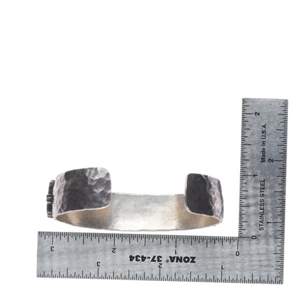 7" Ruth Denetdale Navajo/Raymond Coriz Kewa Sterling silver cross cuff bracelet