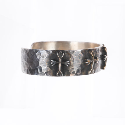 7" Ruth Denetdale Navajo/Raymond Coriz Kewa Sterling silver cross cuff bracelet