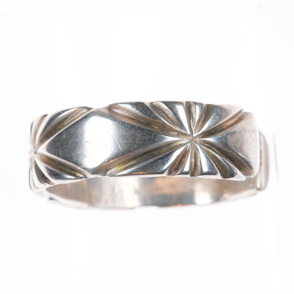 6.1" Vintage Navajo chiseled and filed ingot silver cuff bracelet sterling