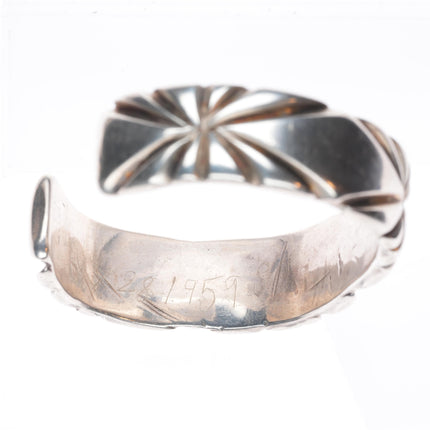 6.1" Vintage Navajo chiseled and filed ingot silver cuff bracelet sterling