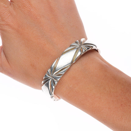 6.1" Vintage Navajo chiseled and filed ingot silver cuff bracelet sterling