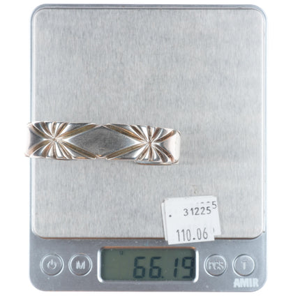 6.1" Vintage Navajo chiseled and filed ingot silver cuff bracelet sterling