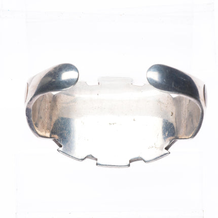 6.5" Vintage southwestern sterling silver picture jasper inlay cuff bracelet