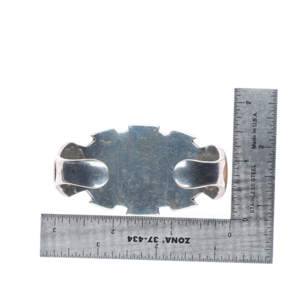 6.5" Vintage southwestern sterling silver picture jasper inlay cuff bracelet