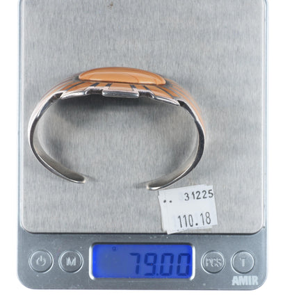 6.5" Vintage southwestern sterling silver picture jasper inlay cuff bracelet