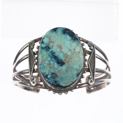 6.75" c1930 Navajo ingot silver variscite cuff bracelet