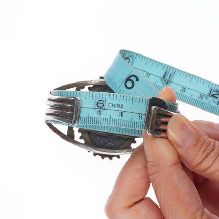 6.75" c1930 Navajo ingot silver variscite cuff bracelet