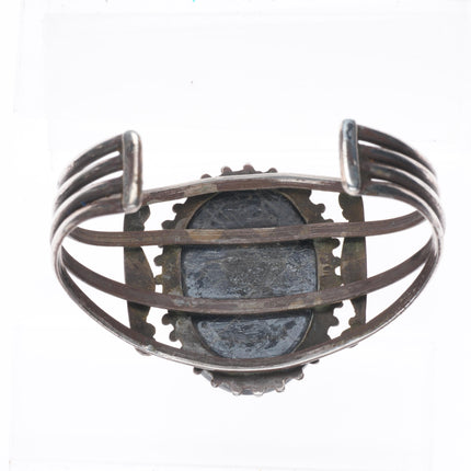 6.75" c1930 Navajo ingot silver variscite cuff bracelet