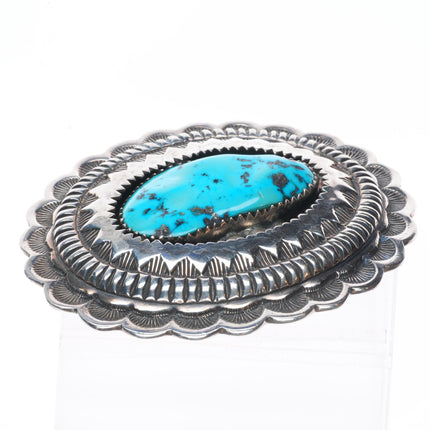 Big Vintage Orville Tsinnie Navajo sterling silver belt buckle w/large turquoise