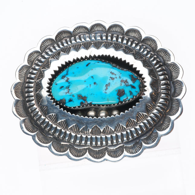 Big Vintage Orville Tsinnie Navajo sterling silver belt buckle w/large turquoise