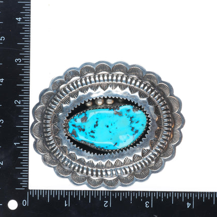 Big Vintage Orville Tsinnie Navajo sterling silver belt buckle w/large turquoise