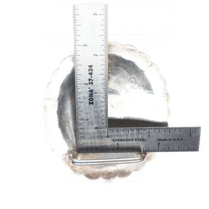 Big Vintage Navajo or Hopi Overlay belt buckle with turquoise sterling silver