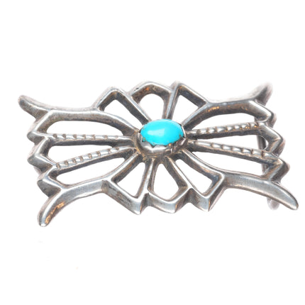 small Vintage Navajo cast sterling silver turquoise belt buckle