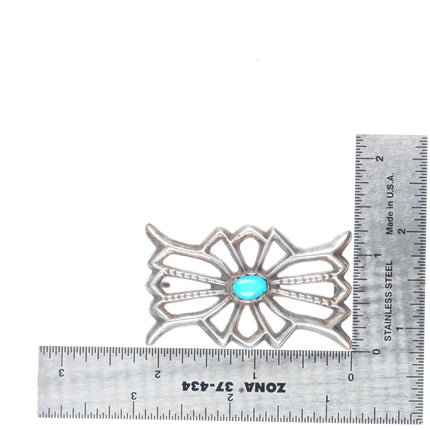 small Vintage Navajo cast sterling silver turquoise belt buckle