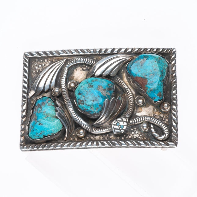 Dan Simplicio Zuni sterling silver turquoise snake belt buckle vintage