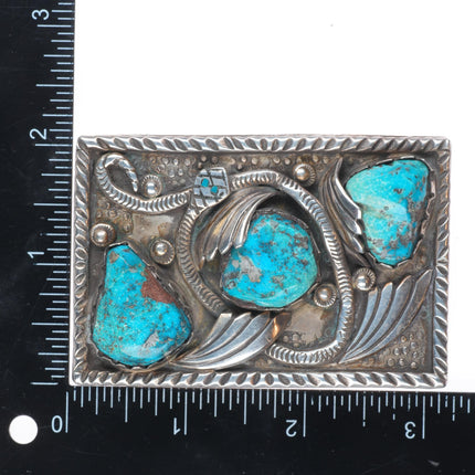 Dan Simplicio Zuni sterling silver turquoise snake belt buckle vintage